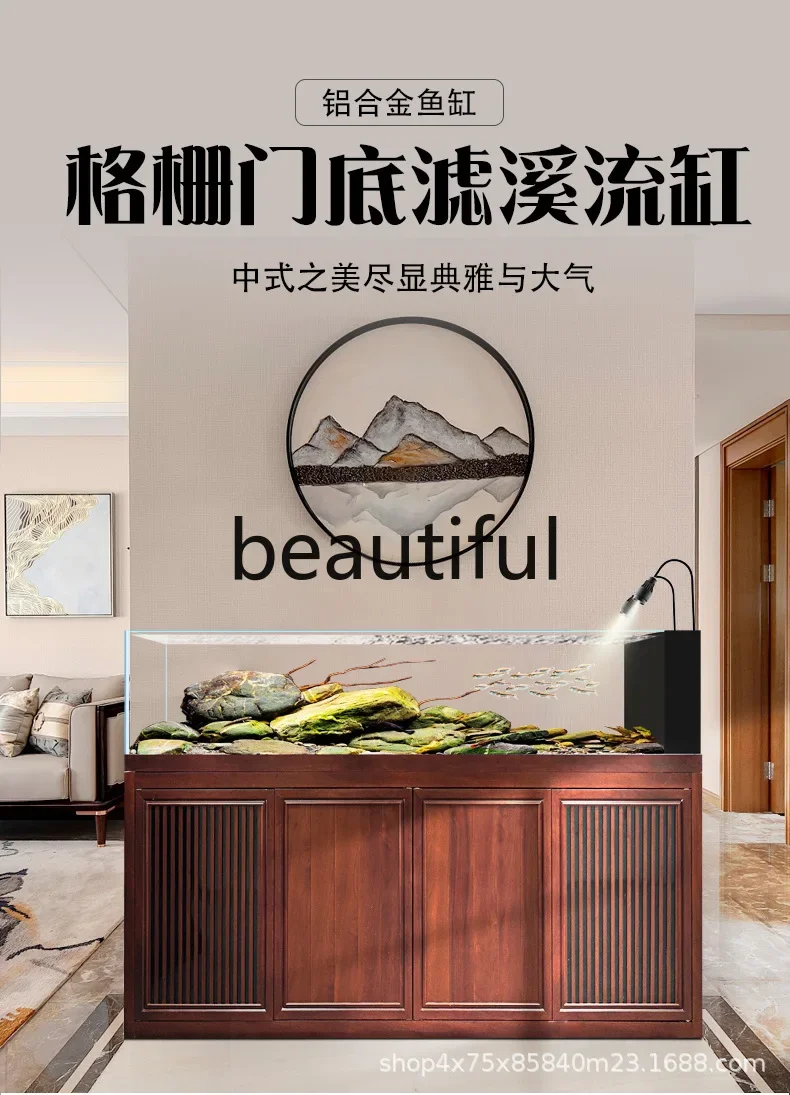 

Лидер продаж, бытовой потоковый резервуар для гостиной, ультрабелый стеклянный фильтр, боковой перелив, родной ландшафтный дизайн, большой резервуар для рыбы