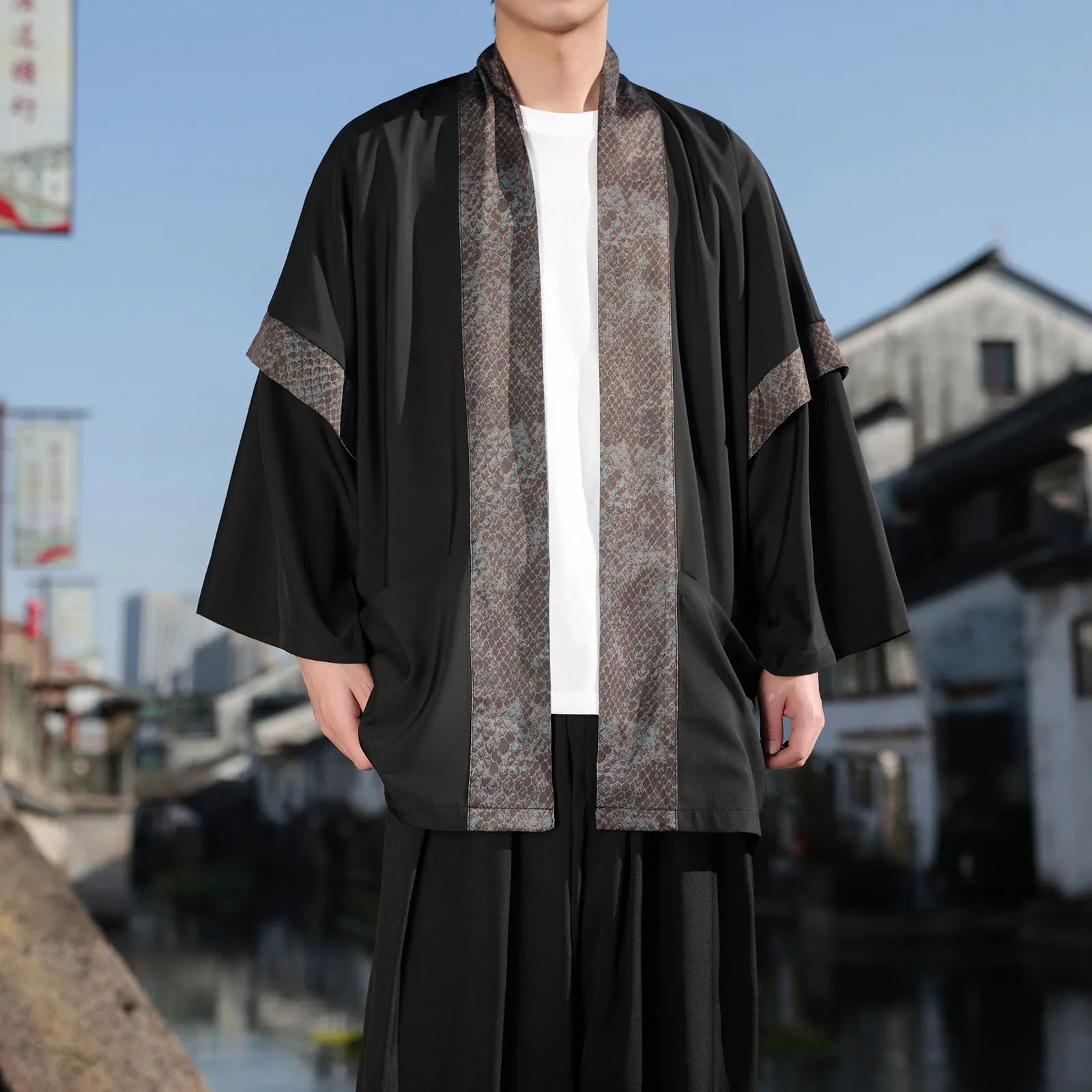 Japan Samurai Shirt Men Sumo Wrestler Casual Oversize Coats Men's Japan Style Vintage Print Loose Kimono Traditional Male Shirts