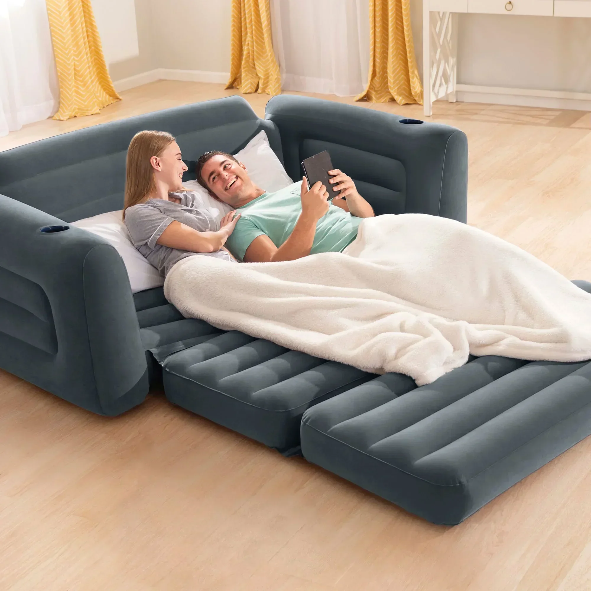 Double Folding Lazy Inflatable Sofa Bed for Two with Terrace Couch Sofas Garden and Outdoor Furniture Home Armchair Game