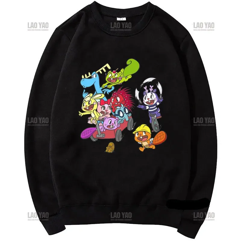 Happy Tree Friends Sweatshirt Happy Tree Friends Graphic Hoodies Funny Cartoon Print Streetwear Fashion Unisex Autumn Hoody