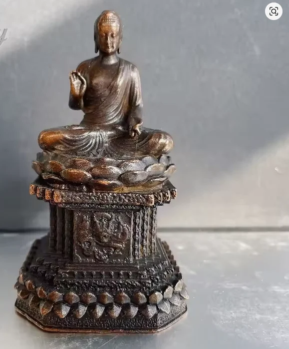Antique Copper Shakyamuni Buddha Statue Tibetan Patron Saint Figurines Feng Shui Figurines Meditation Home Decorations