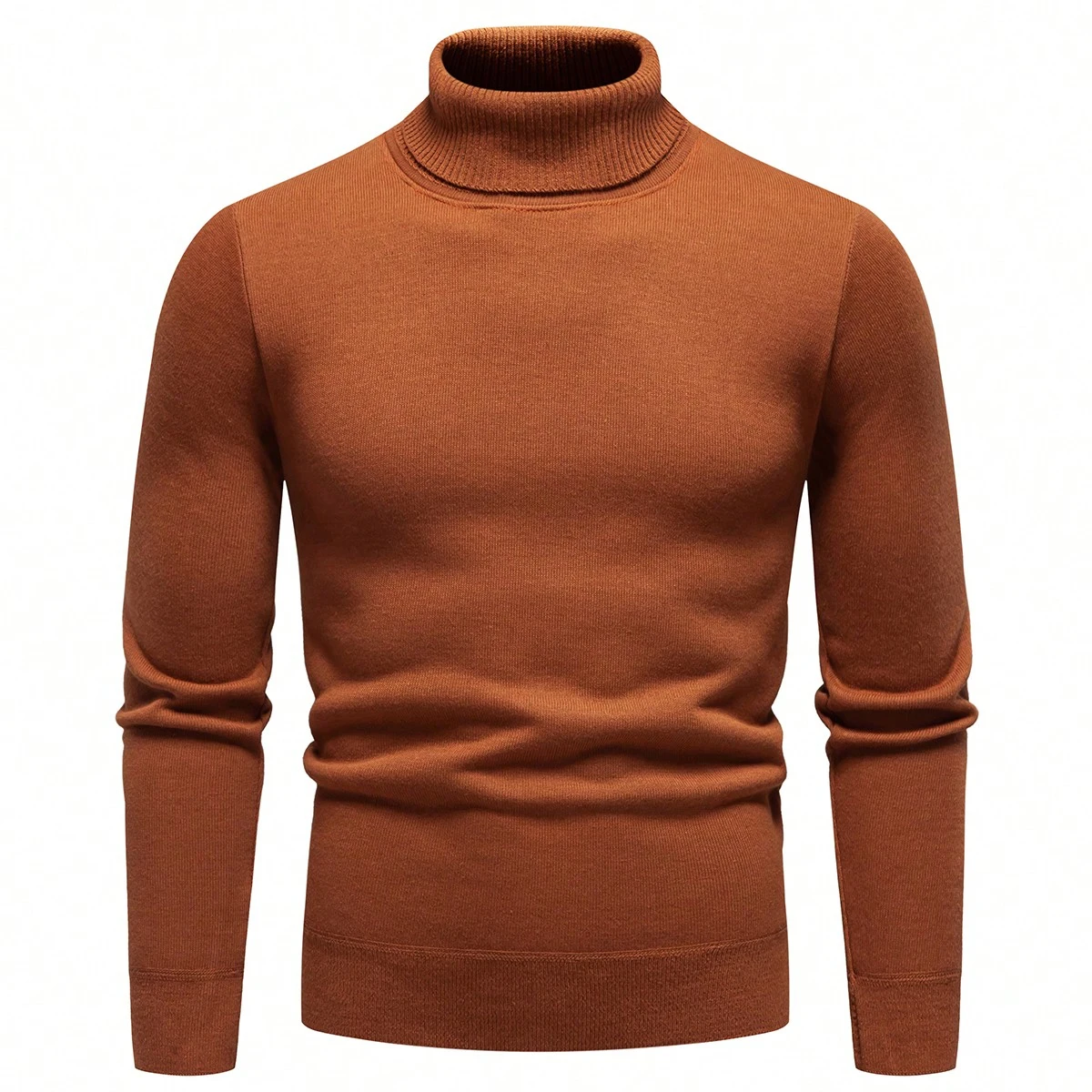 US Size Mens High Collar Sweater Pullover Winter Fall Fleece Lined Knitwear Turtleneck Base Shirts S-XXL