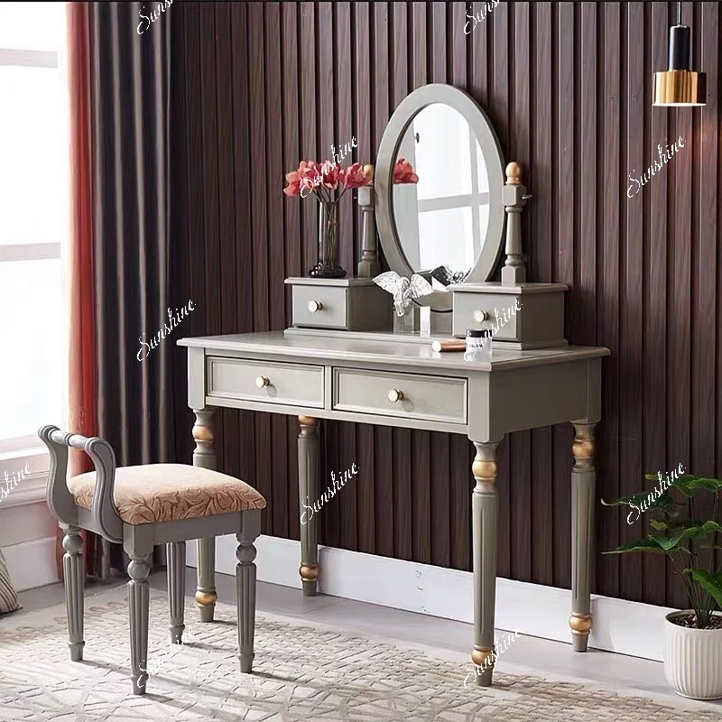

American solid wood, modern simple makeup table, small apartment mini princess bedroom light luxury