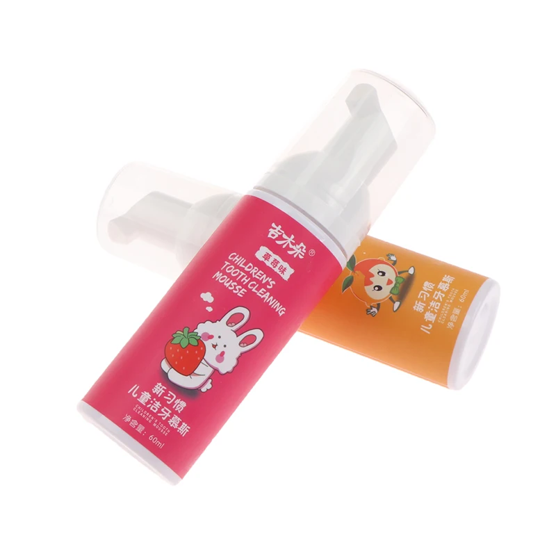 60ml Children Toothpaste Swallowable Mousse Toothpaste Daily Stain Removal Teeth Mouth Cleaning Strawberry/orange Flavor