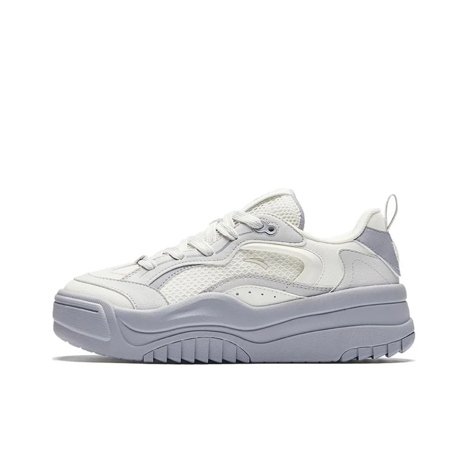 Anta Slip Resistant Lightweight Height Increasing Low top Skateboard Shoes Women's White Gray 922438003-1