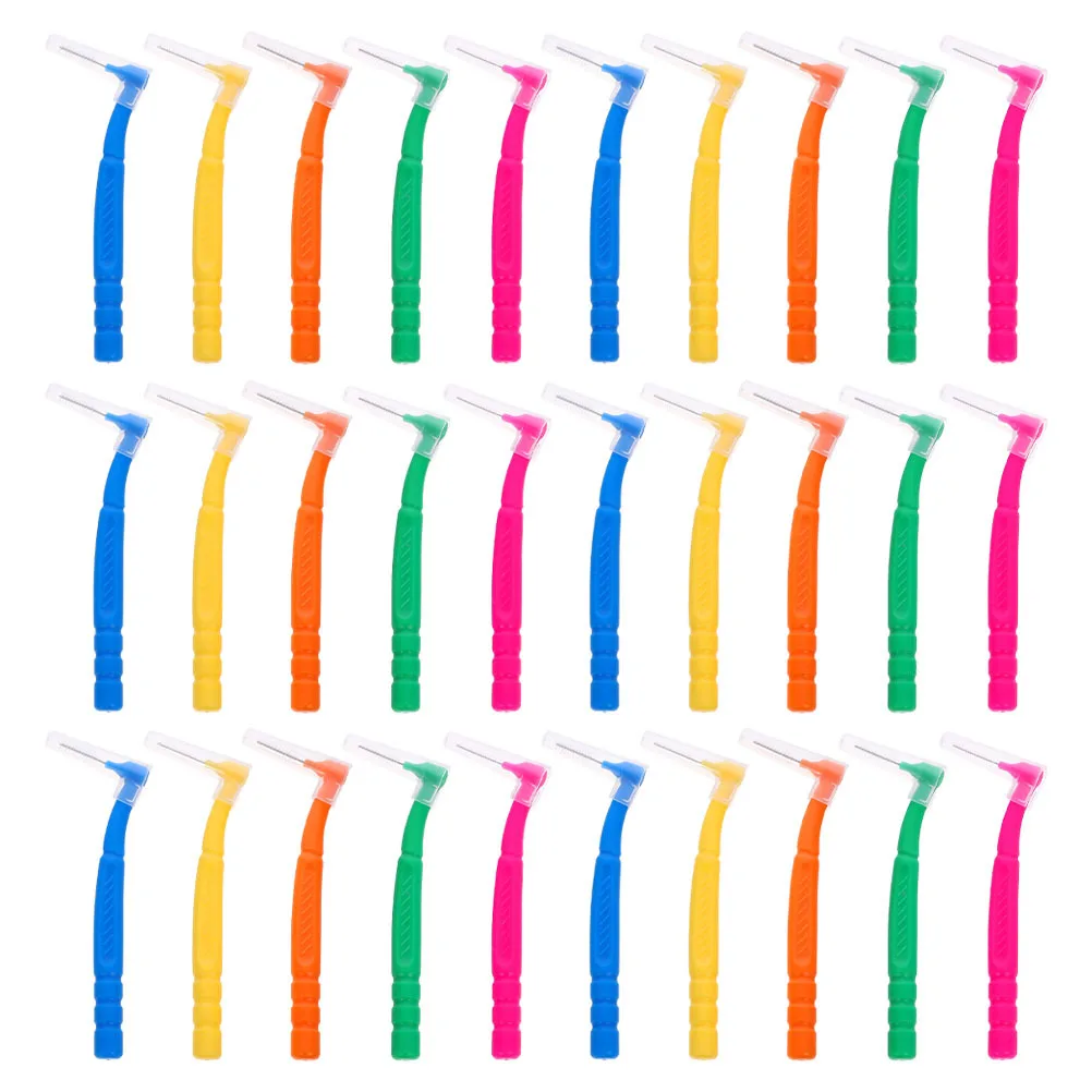 30 قطعة فرشاة أسنان بين الأسنان خفيفة الوزن ومتينة لتنظيف الأسنان فرشاة أسنان يدوية محمولة للسفر الأقواس