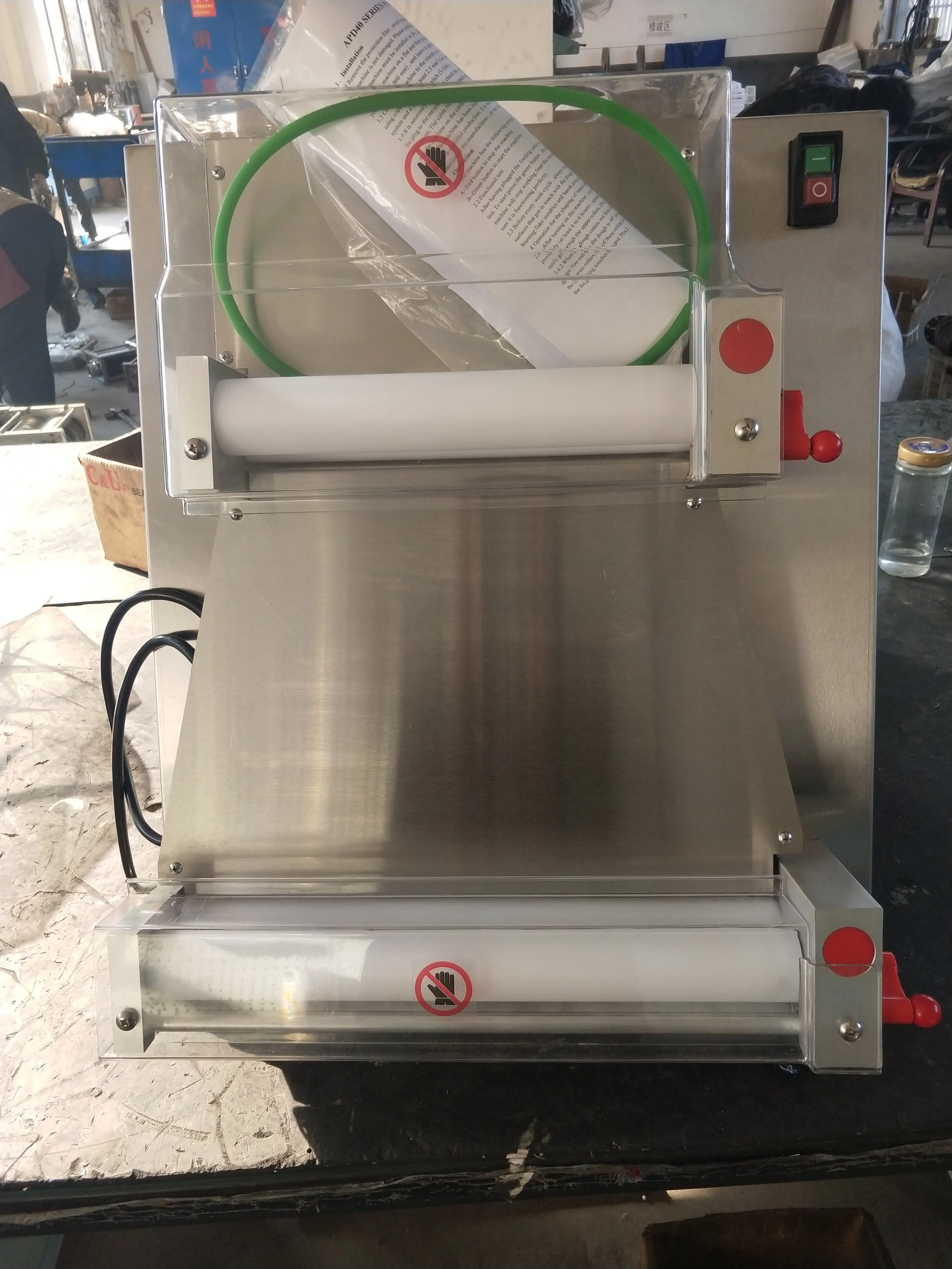 ماكينة ضغط العجين للبيتزا مقاس 40 سم، ماكينة فرد العجين اليدوية