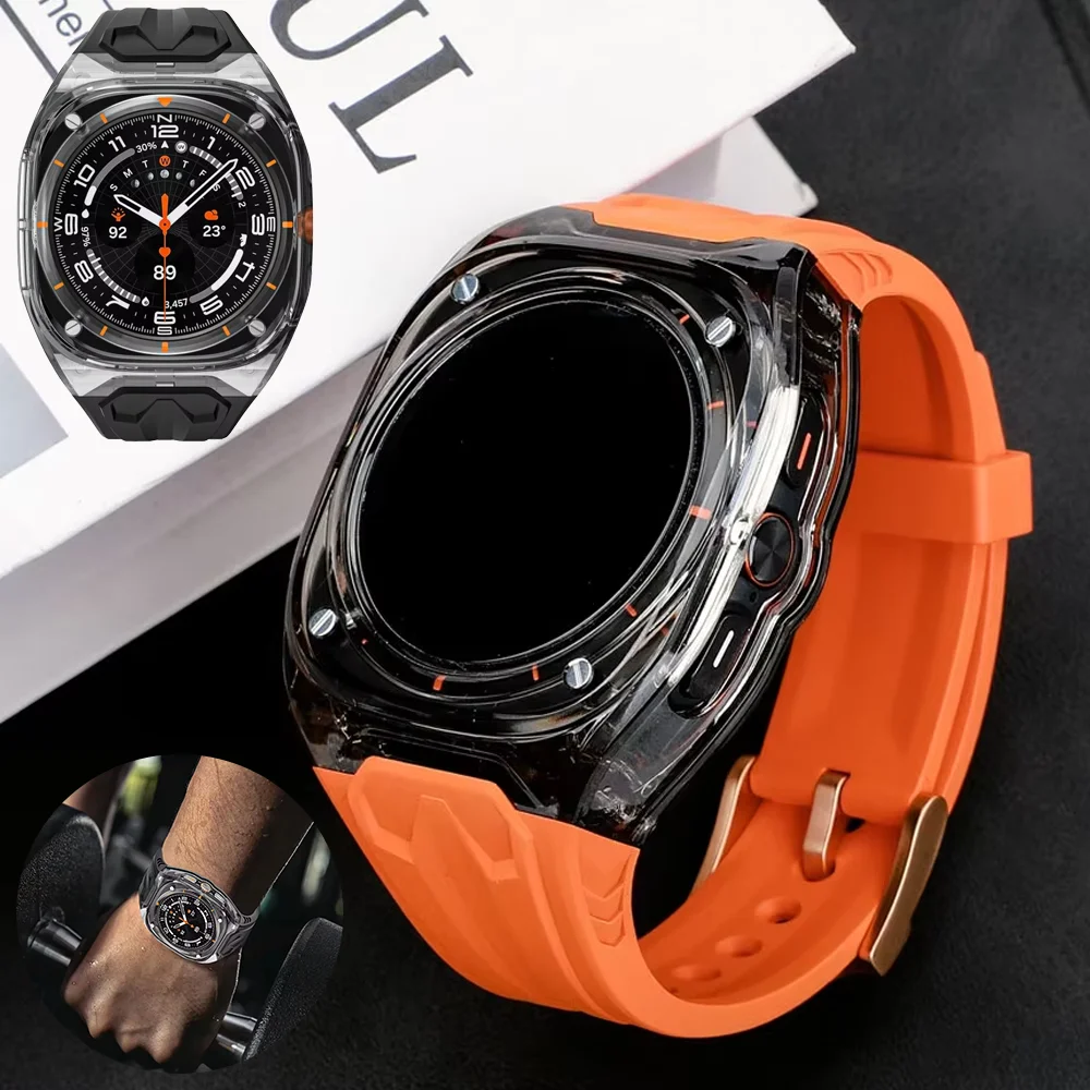 For Samsung Galaxy Watch Ultra 2 1 47mm PC Case+TPU Comfortable Strap Integrated Modified Bracelet Galaxy Watch Ultra 2025 Band