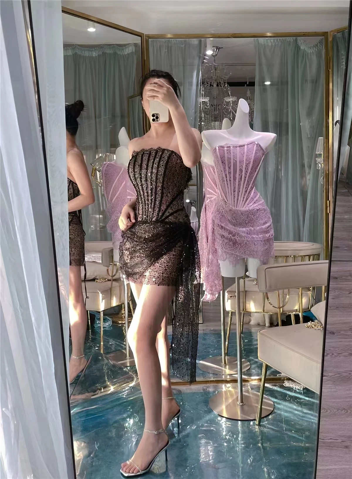 White Birthday Dress for Women Luxury 2024 Women\'s Dresses Lace Patchwork Elegant Evening Gowns Spring Woman Prom Clothing
