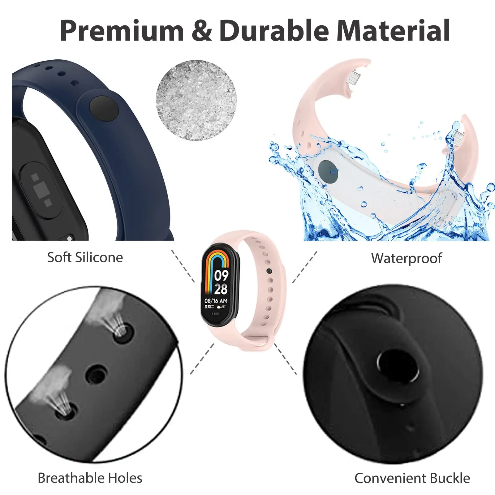 Strap for Xiaomi Mi Band 8/8 NFC Bracelet Silicone Wrist Miband 8 NFC Replacement pulsera correa Sport Strap for Mi Band 8