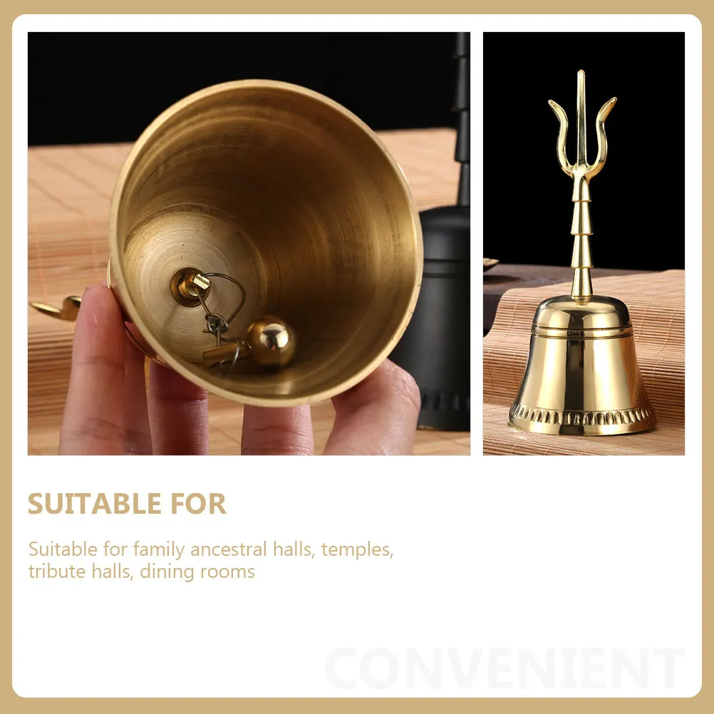 

Meditation Handbell Copper Craft Long Handle for Temple Home Ancestral Hall Soothing Sound Buddist Handbell