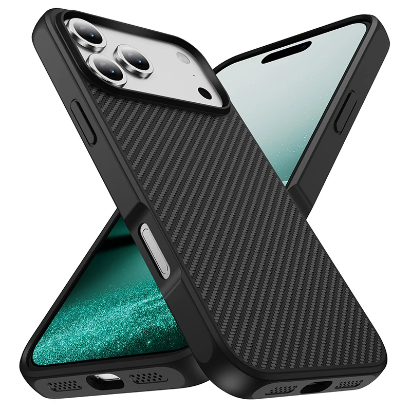 Nouvelle coque de téléphone en fibre de carbone avec aimant dissimulé MagSafe, compatible avec iPhone 17, 14, 15, 16 Pro Max Plus Air, coque de protection élégante