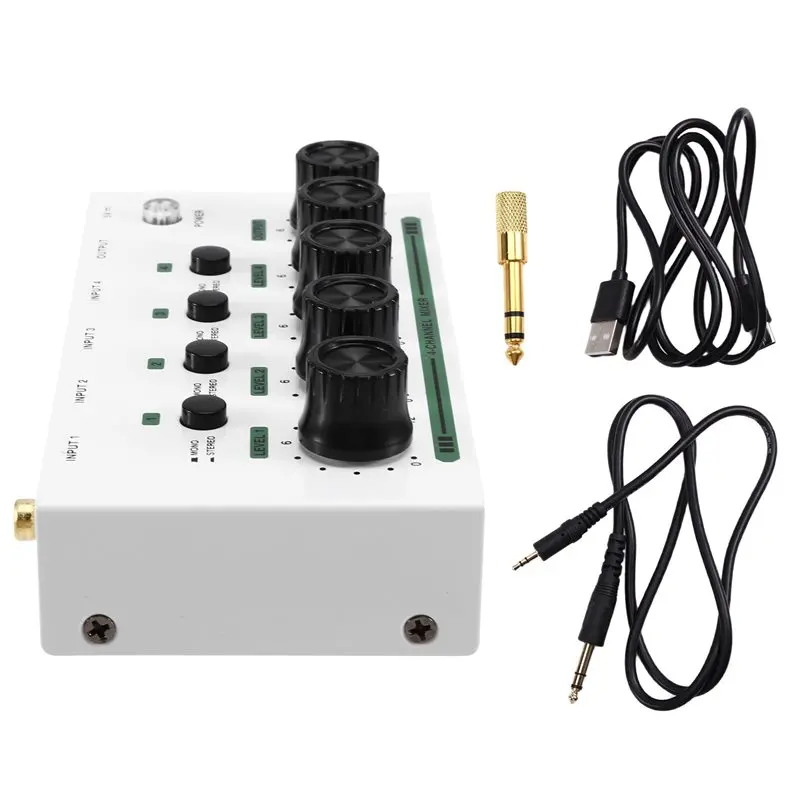 

AT82-Audio Mixer Mini Stereo 4 Channel Mixing Console Ultra Low Noise For Electric Guitar Drum Piano