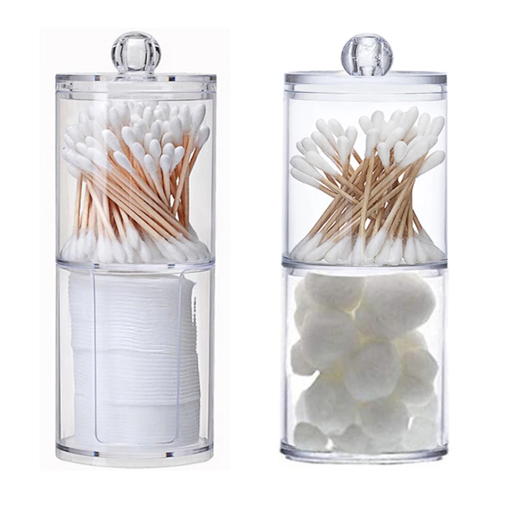 Acrylic multifunctional round receive box jewelry box new cosmetic make-up cotton swabs transparent container