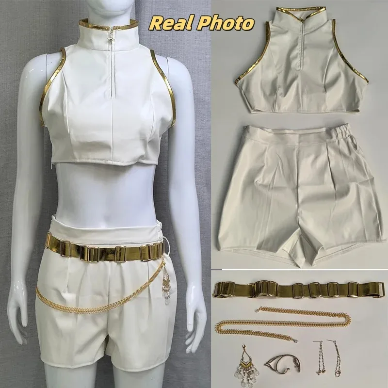 L2025l nuevo disfraz de Cosplay Kpop Rumi Zoey Mira falda de uniforme de cuero blanco fiesta de Carnaval de Halloween Comic-con trajes de juego de rol