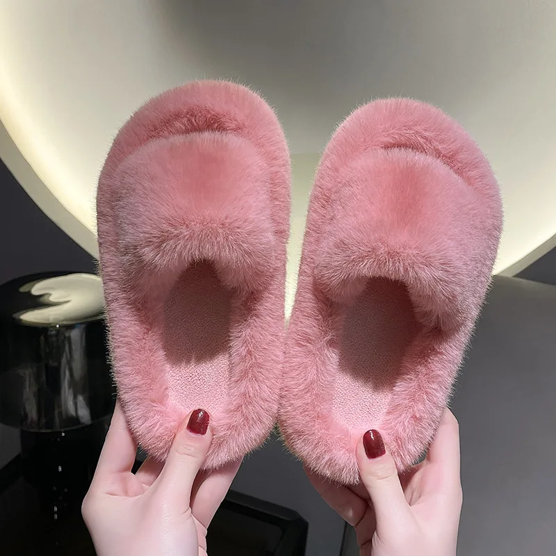 Girls Slippers Open Toe Children Furry Floor Shoes Solid Color Warm Indoor Home Cotton Slippers Soft Sole Anti Slip Kids Shoes