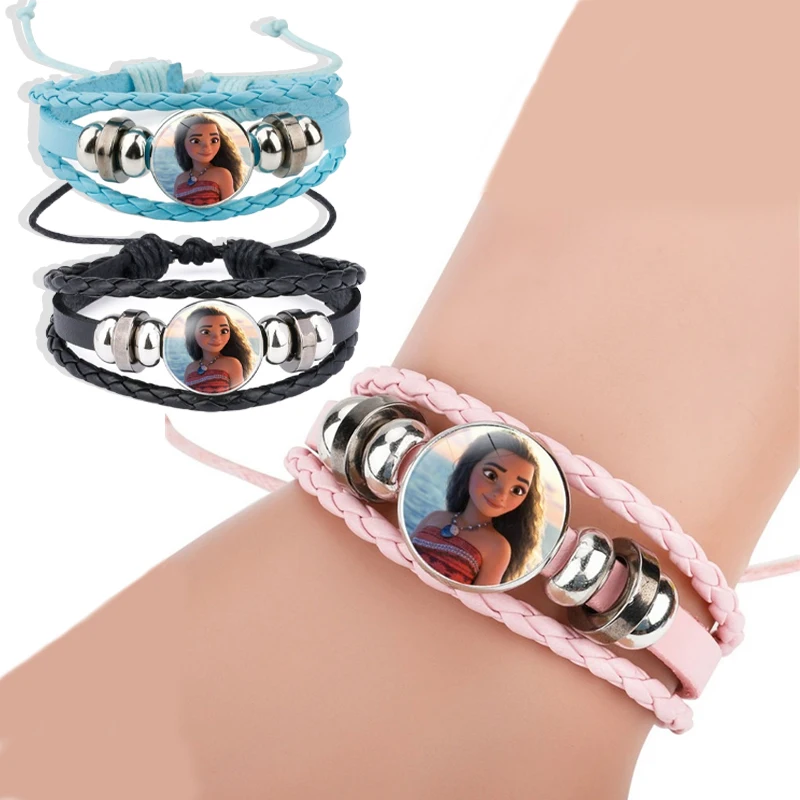 Disney Moana Princess 2 Bracelet for Women Men Anime Fashion Bracelets Couple Popular Jewelry Boys Girls Cartoon Wristband Gifts