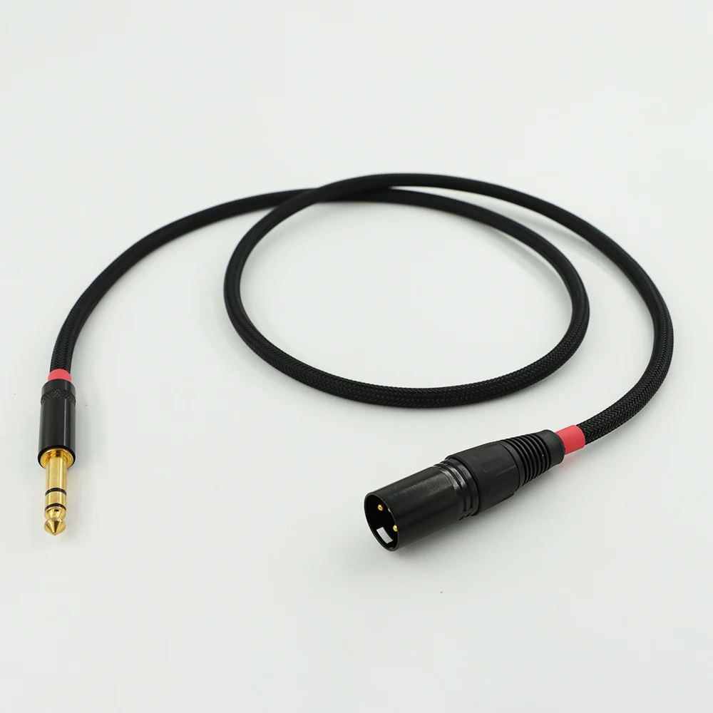 Carare 프리미엄 밸런스드 인터커넥트: 헤비 게이지 트리플 코어 6.35mm TRS - XLR 케이블(블랙 & 골드) ​