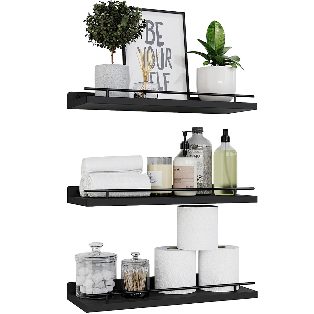 Wooden Storage Rack Bathroom Kitchen Storage Rack Wall Shelf Decoration Floating Wall Shelves Home Decor Accessories Garden