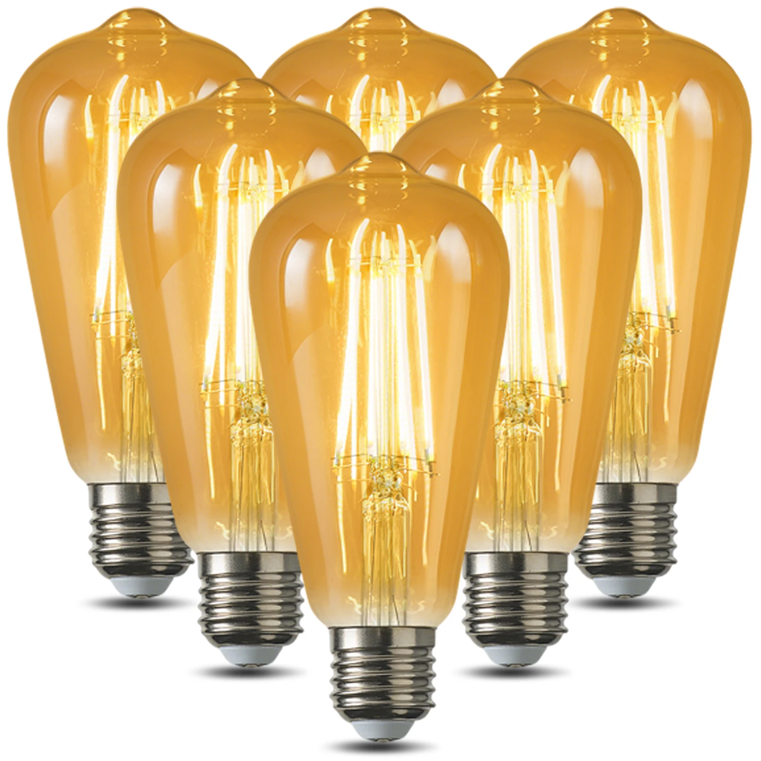 Edison Vintage-Glühbirnen, E27 6 W LED-Glühbirne, Vintage-Antik-Glühbirne, LED-Lampe, Warmweiß, 2700 K, 720 LM Beleuchtung für Nostalgie, Zuhause, Café, Bar, Restaurant