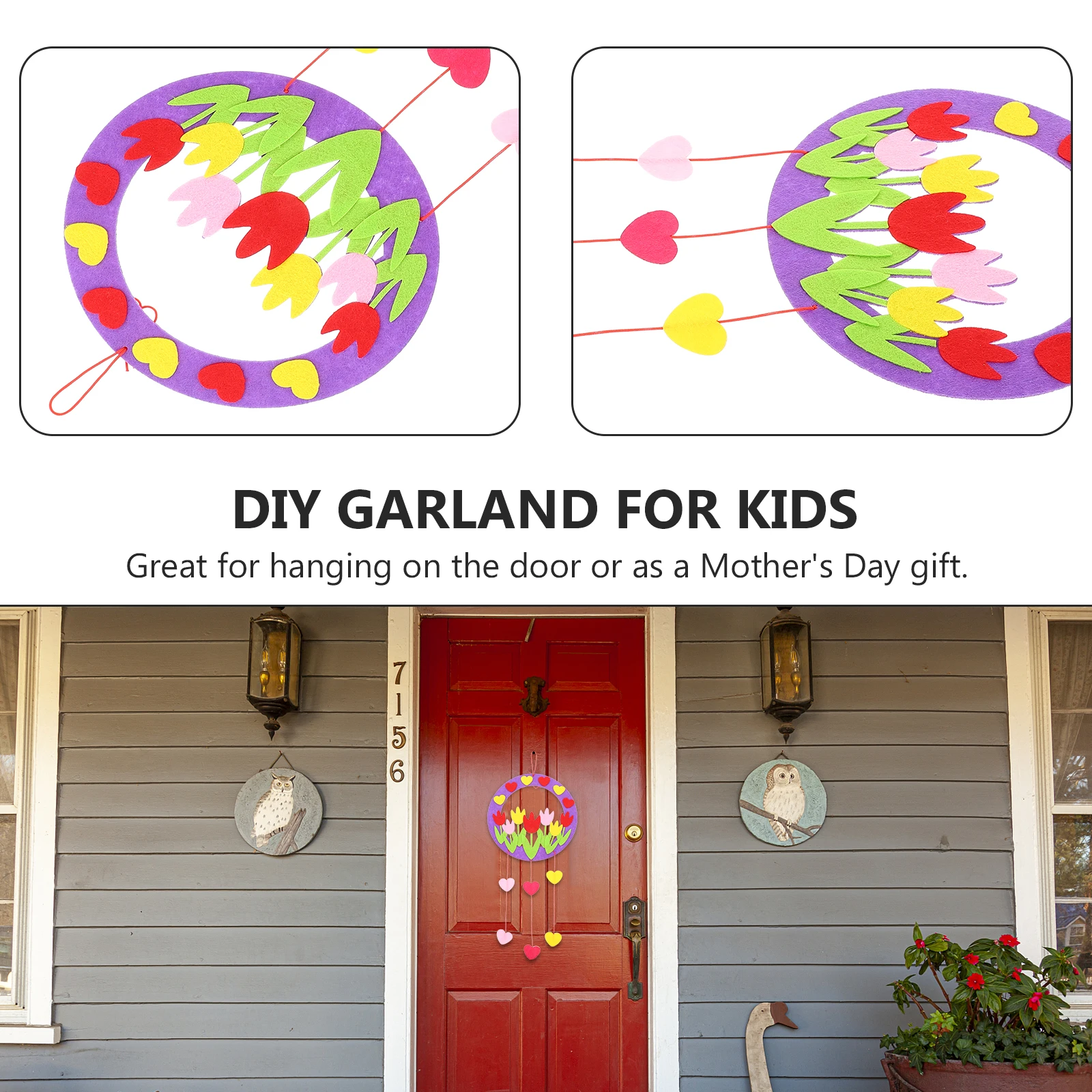 

Creative Wreath DIY Non woven Material Kids Crafts Supplies Toddler Toy Mother's Day Decor Wreath Making Materials Cartoon