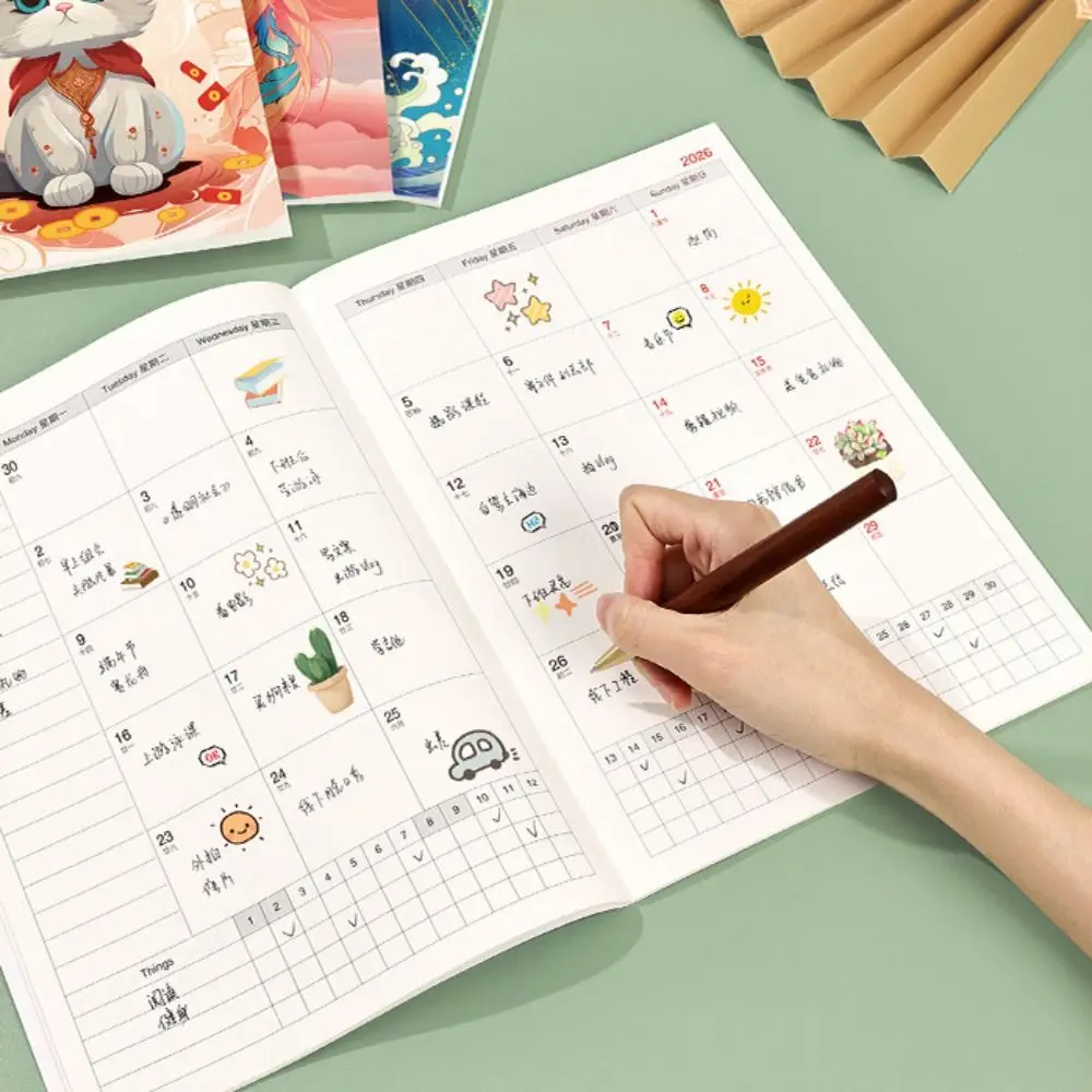 

A4 2026 Schedules Notebook Work Efficiency Learning Plan Agenda Planner 24 Sheets Life Check-in 2026 Calendar Planner School