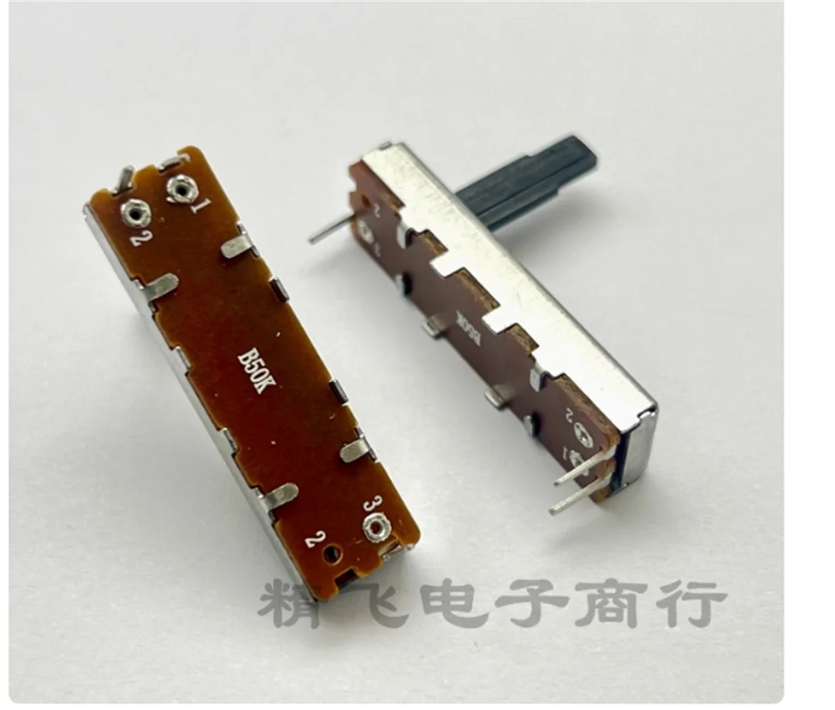 3 PCS 35mm straight sliding potentiometers with no midpoint, single connection, 3-pin B50K handle length of 15mm