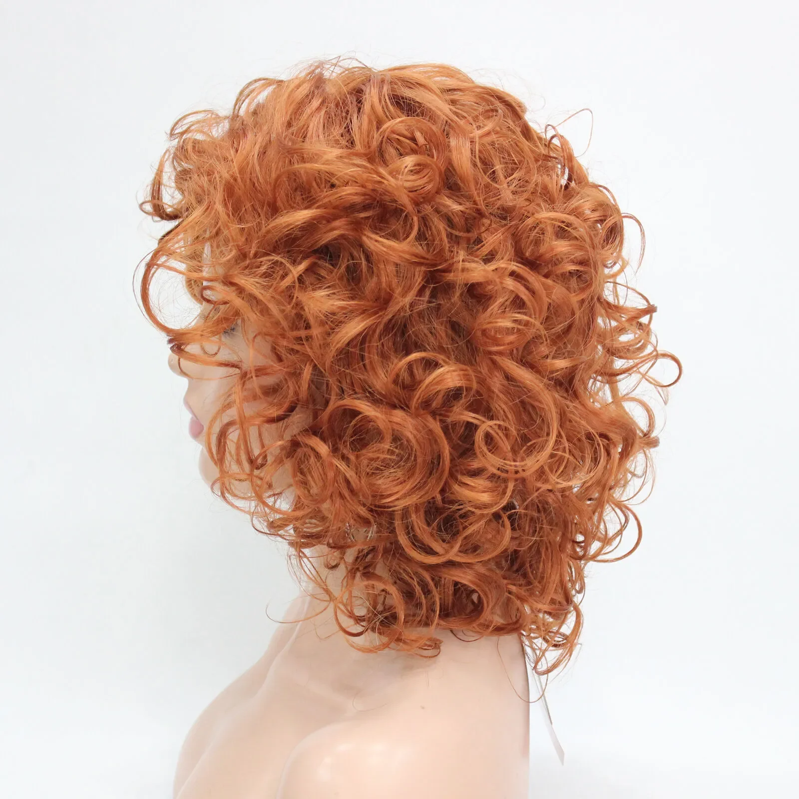 New Fashion 40cm Length Orange Brown Curly Synthetic Hair Women's Cosplay Wig