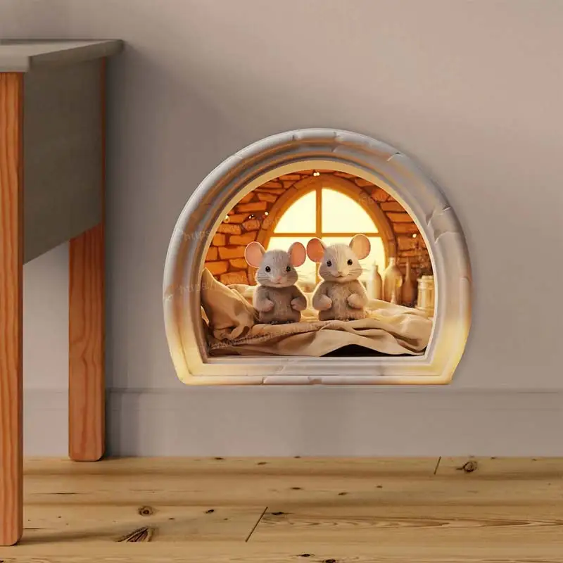 Mäuse Paar gekleidet in Pyjama Wanda uf kleber, Maus Höhle selbst klebende Schlafzimmer Eingang Wohnzimmer Veranda Wohnkultur m845 – Detail 3