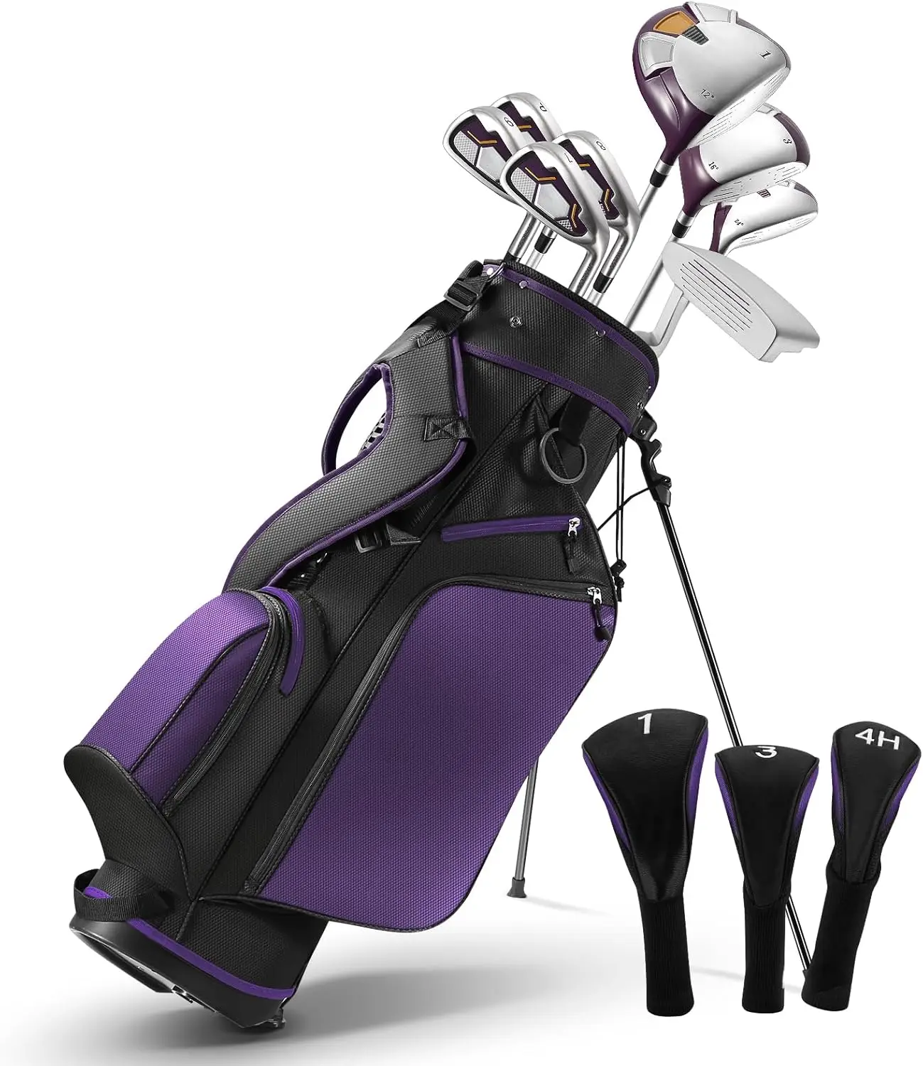 Golf Clubs Womens Golf Clubs Golf Club Set with Head Cover Stand Bag Includes #1 Driver & #3 Fairway Wood & #4 Hybrid & #7#8#9#P