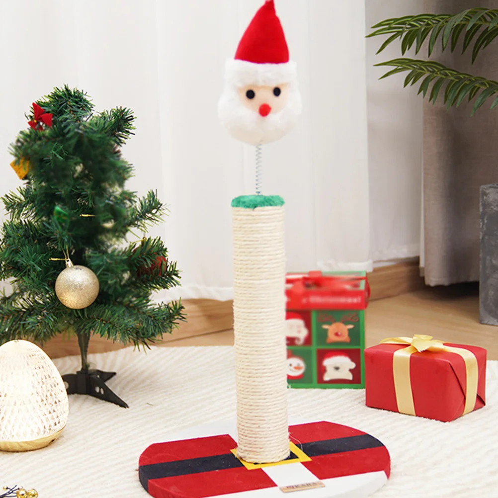 Kittens Scratcher Toy Christmas Cat Climbing Frame Scratching Board Adorable Post Grab Bar Santa Sisal