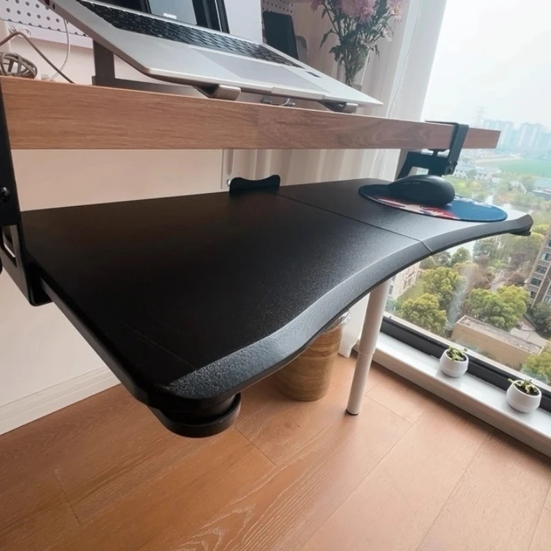 

No Drill Under Desk Drawer Slide Out Keyboard Tray with Pad Office Desktop Extension Arm Ergonomic Sliding Storage Organizer