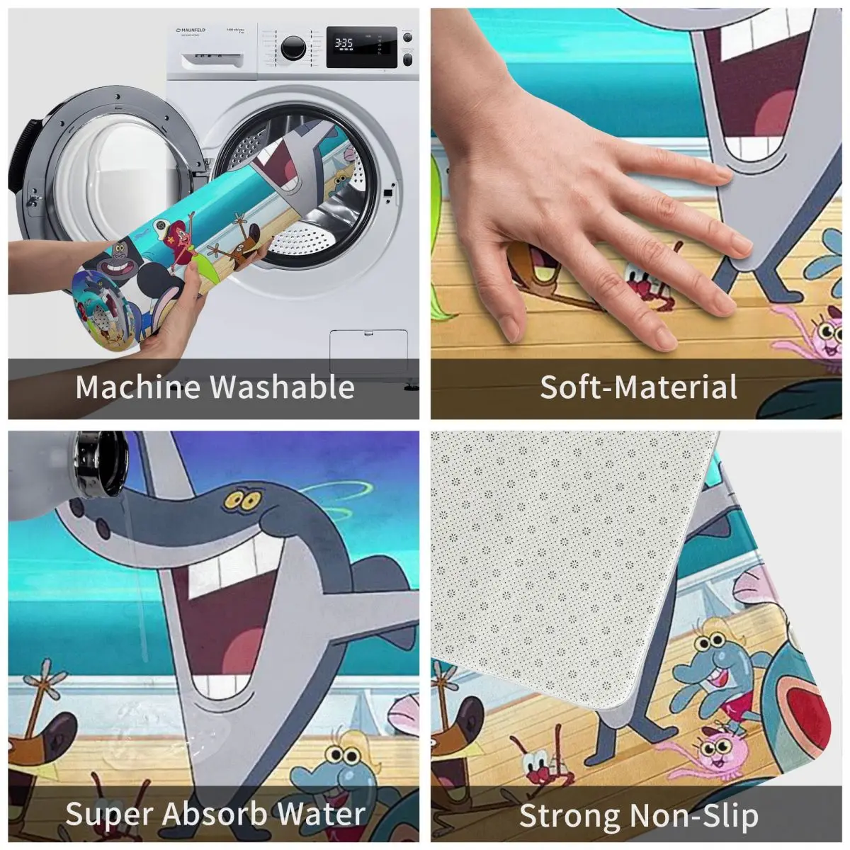 منعرج وشاركو الرسوم المتحركة طفل عدم الانزلاق ممسحة الكلمة حصيرة مكافحة ارتداء السجاد البساط للمطبخ مدخل المنزل غرفة نوم مسند القدم الحصير