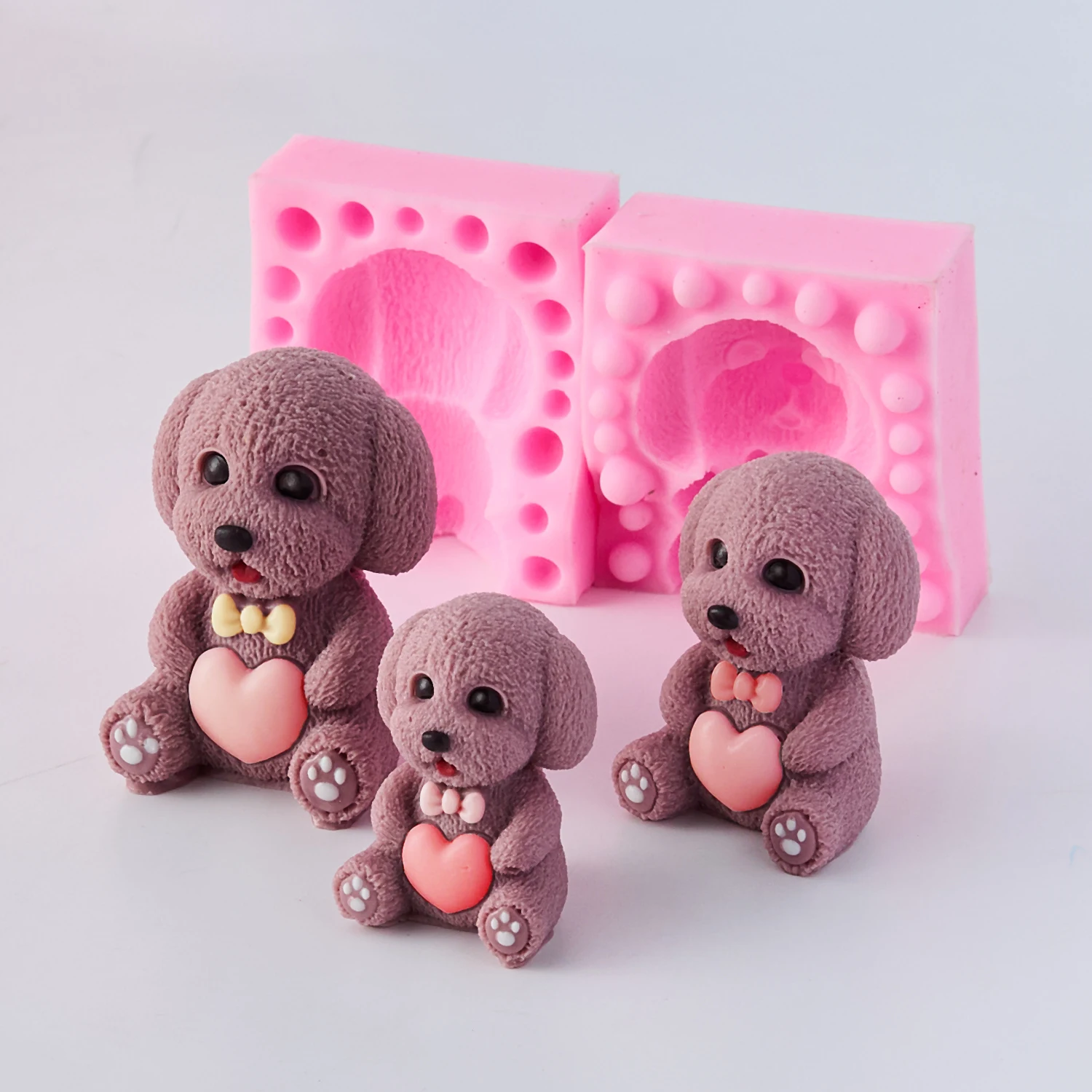 3D Hugging Dog Teddy Ornament Soap Silicone Mold