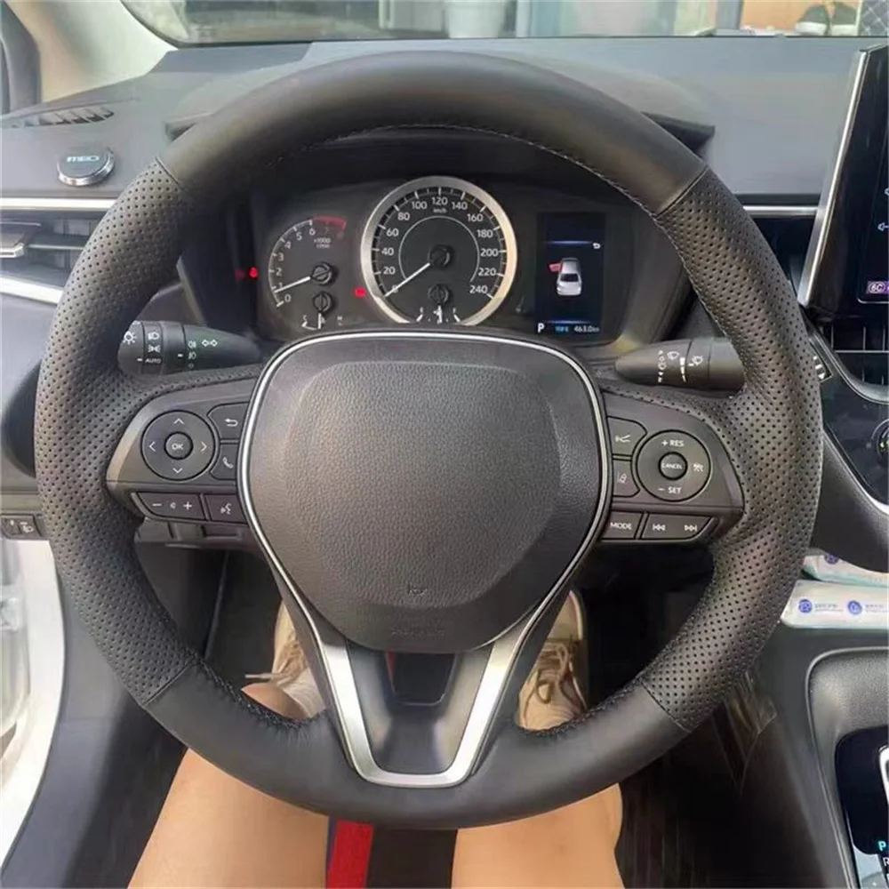 DIY Car Steering Wheel Cover Microfiber Auto Interior For Toyota Avalon Camry Crown 2018-2021 RAV4 2019 Corolla 2018-2021