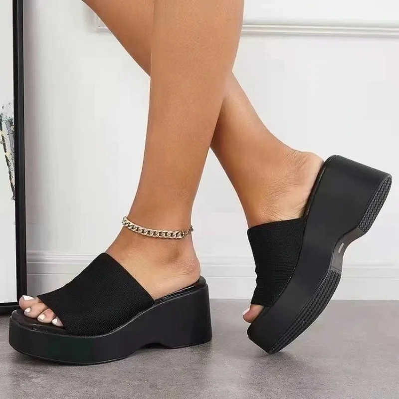 Women's Platform Sandals Summer Hot Sale of The Season New Style Pu Leather French Style Versatile Casual High Heel Slip...