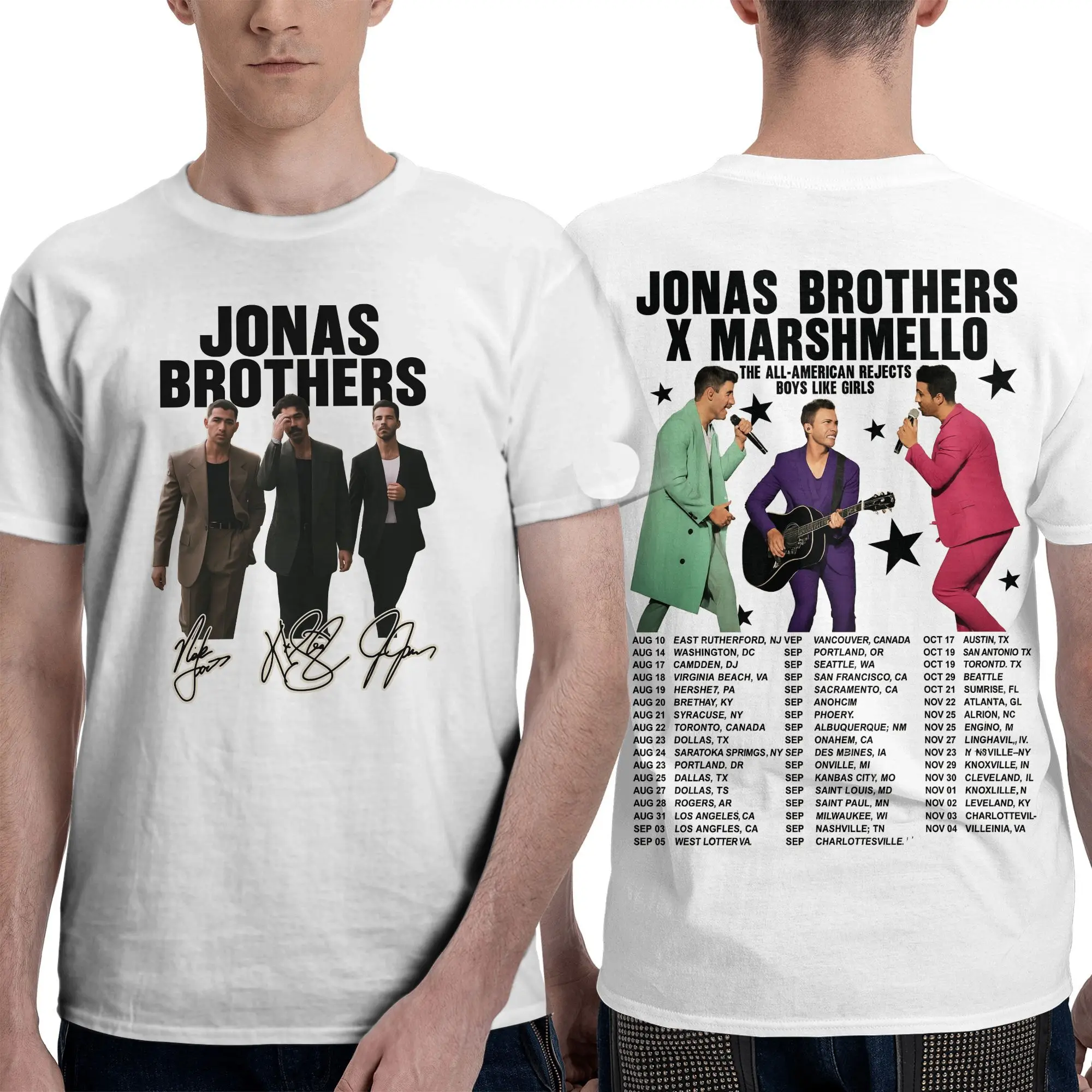 

Jonas Bros 20th Annivesary Tour T Shirt Men's Pure Cotton Vintage T-Shirts O Neck Tees Short Sleeve Clothes New Arrival
