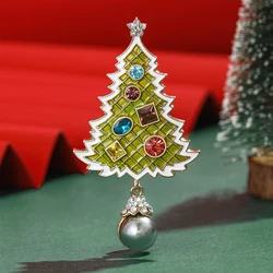 Christma's Rhinestone Christmas Tree Brooches for Women Unisex Enamel Plant Pins Event Party Decoration Clothes Accessories