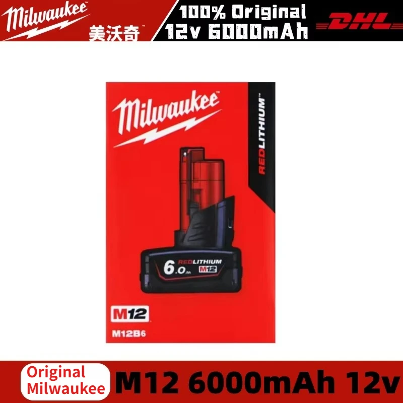 Milwaukee 12V Battery, 6.0Ah Milwaukee Rechargeable Battery For Milwaukee M12 Tool 48-11-2402 48-11-2411 M12 Cordless Tools