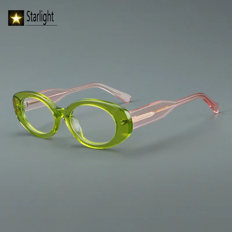إطار نظارات بيضاوي سميك ملون للنساء والرجال نظارات قراءة للرجال من خلات لقصر النظر وصفة طبية بصرية بشعار مخصص نظارات عصرية