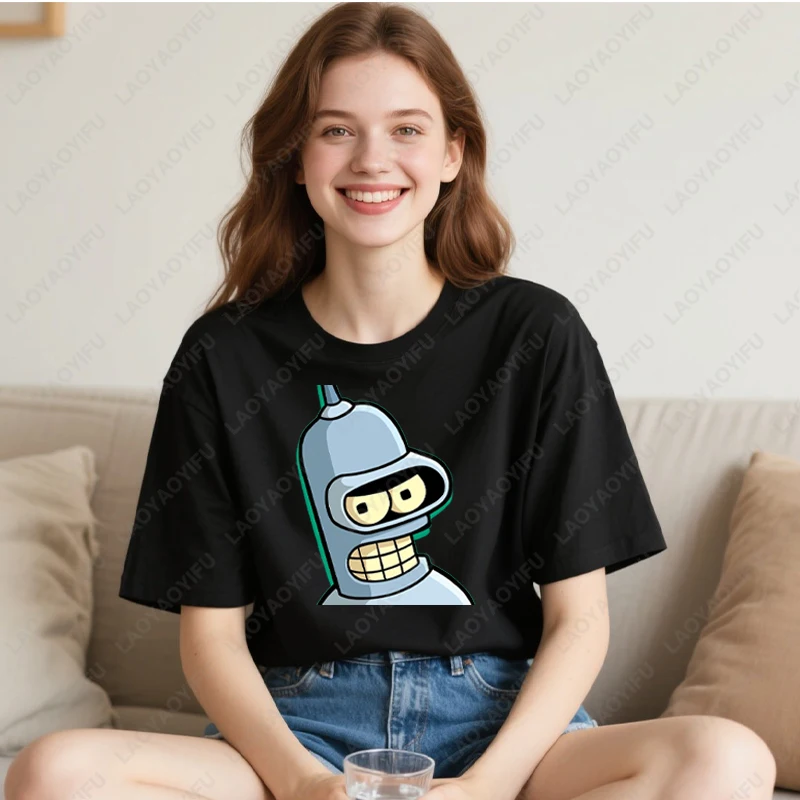 Futuramas President TShirt Men Women Cotton Tops Printed  Round Neck Short Sleeve All Match Classics Trending Unisex Adult Tops