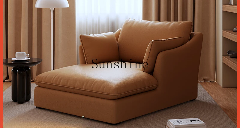Italian minimalist leather art down single sofa living room balcony bedroom recliner