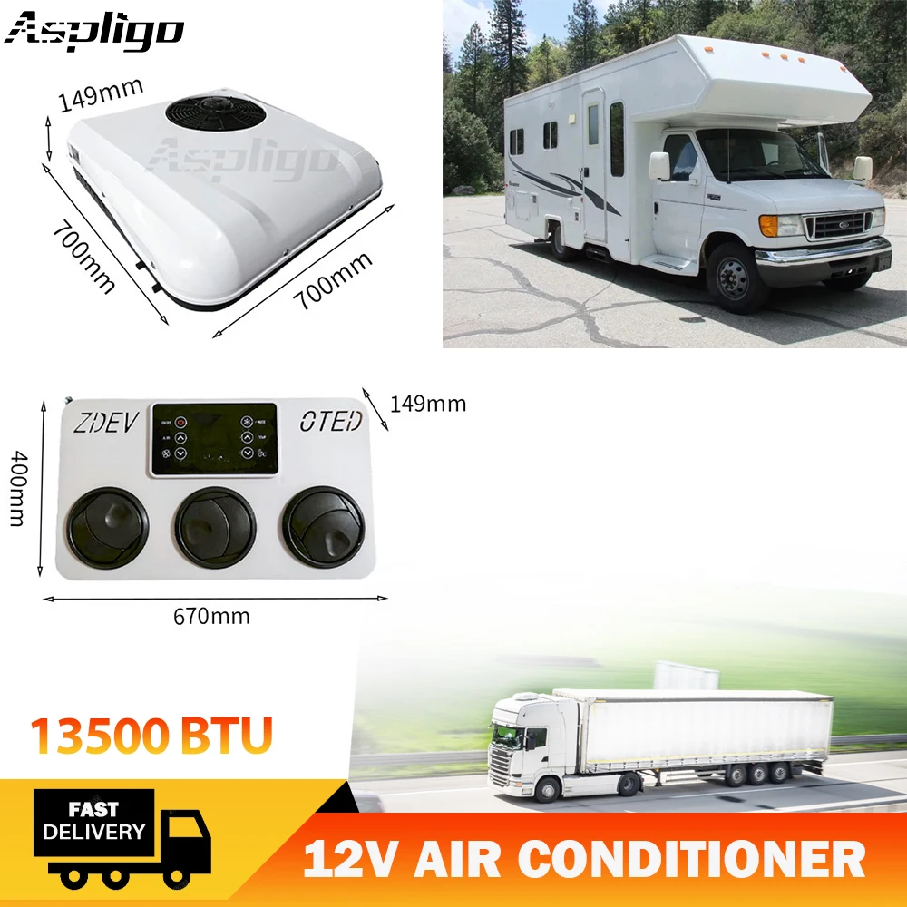 Aspligo 13500BTU Electric RV Roof Air Conditioner Heat and Cool RV Rooftop Parking AC For Truck Camper Van Caravans Motorhome