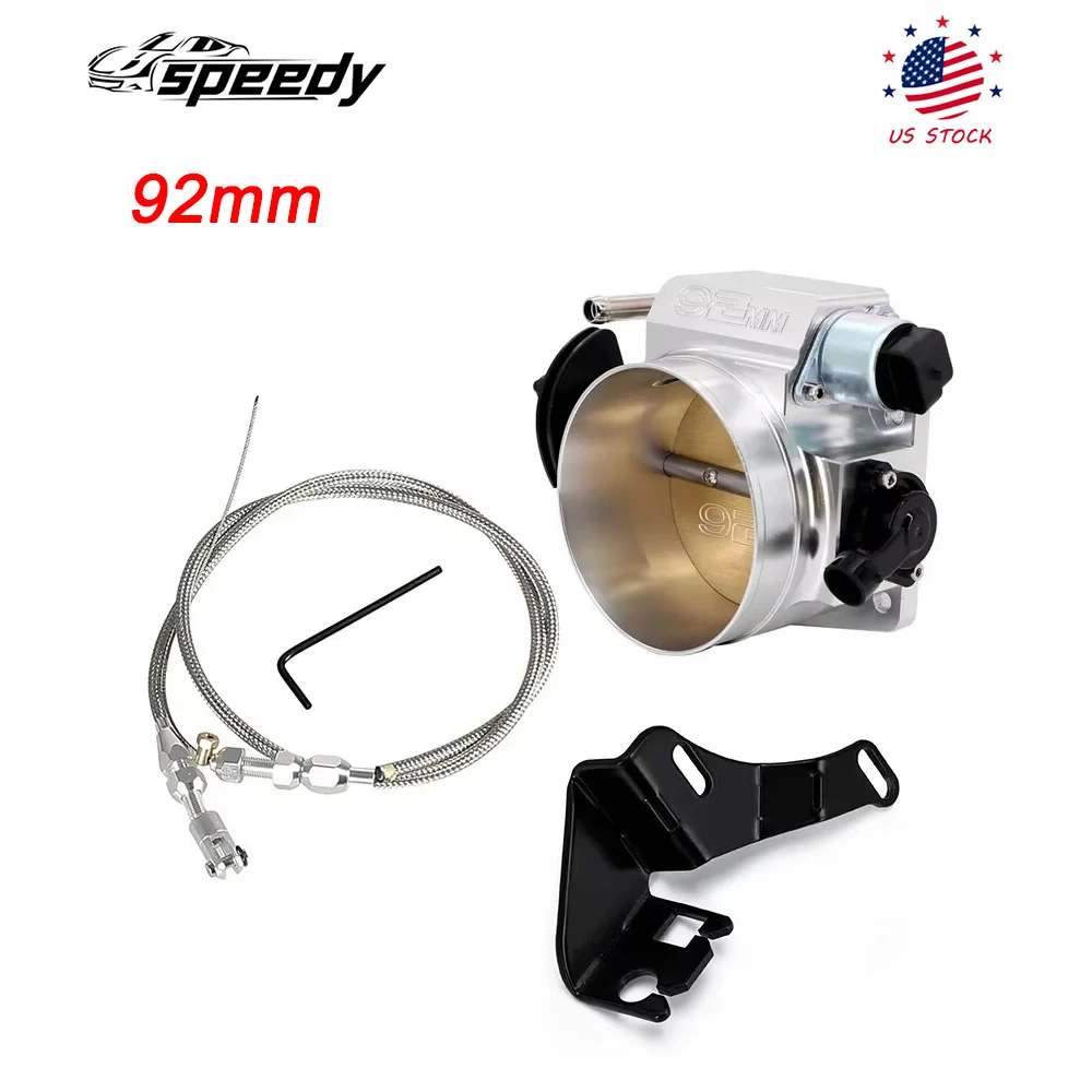 

92MM Black/Silver LS Throttle Body With Position Sensors TPS IAC &Throttle Gas Cable Kit For GM Gen III Ls1 Ls2 Ls3 Ls6 Ls7 LSX