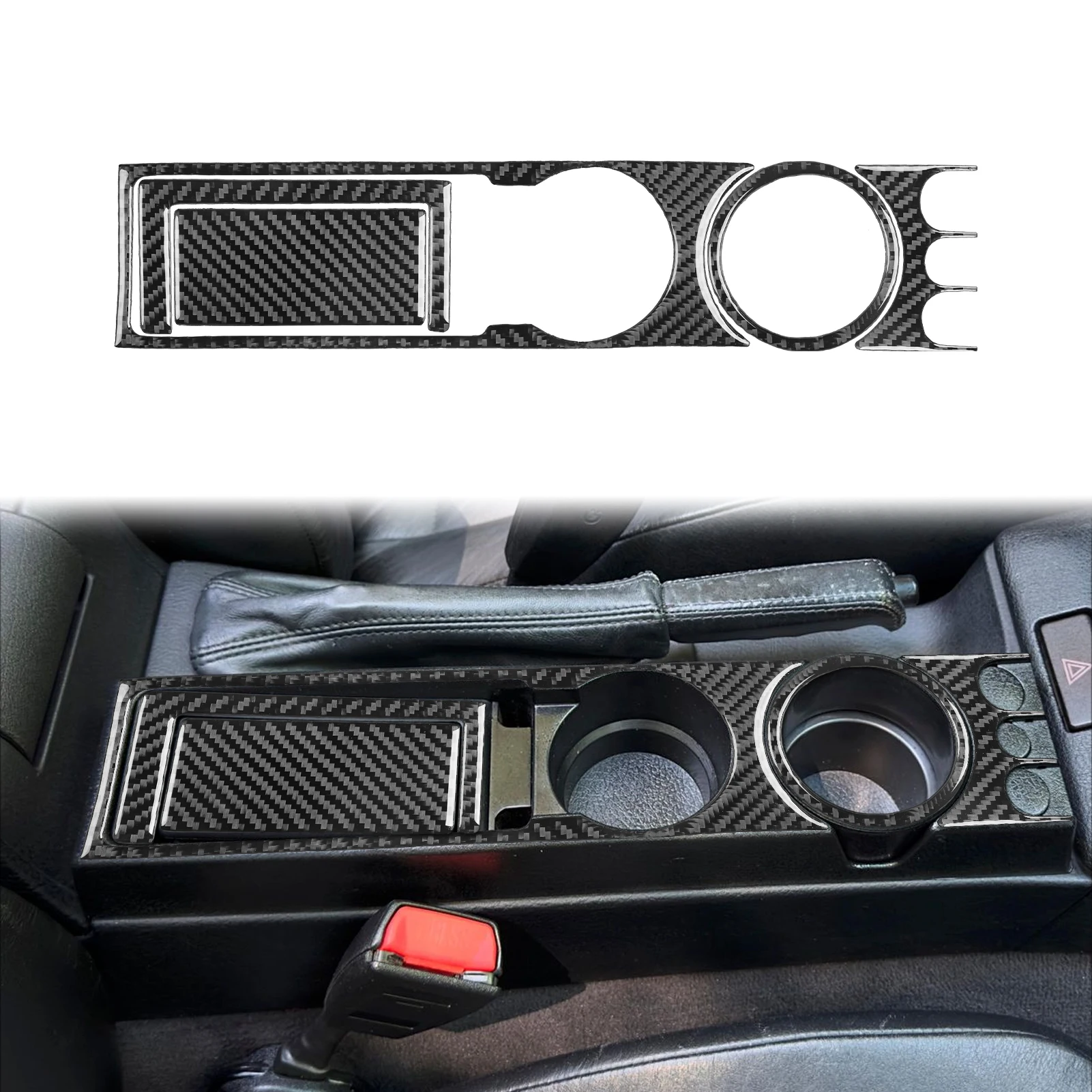 For BMW 3 Series E36 1994-1996 Carbon Fiber Central Water Cup Holder Panel Trim Cover Car Interior Decoration Accessories Sticke