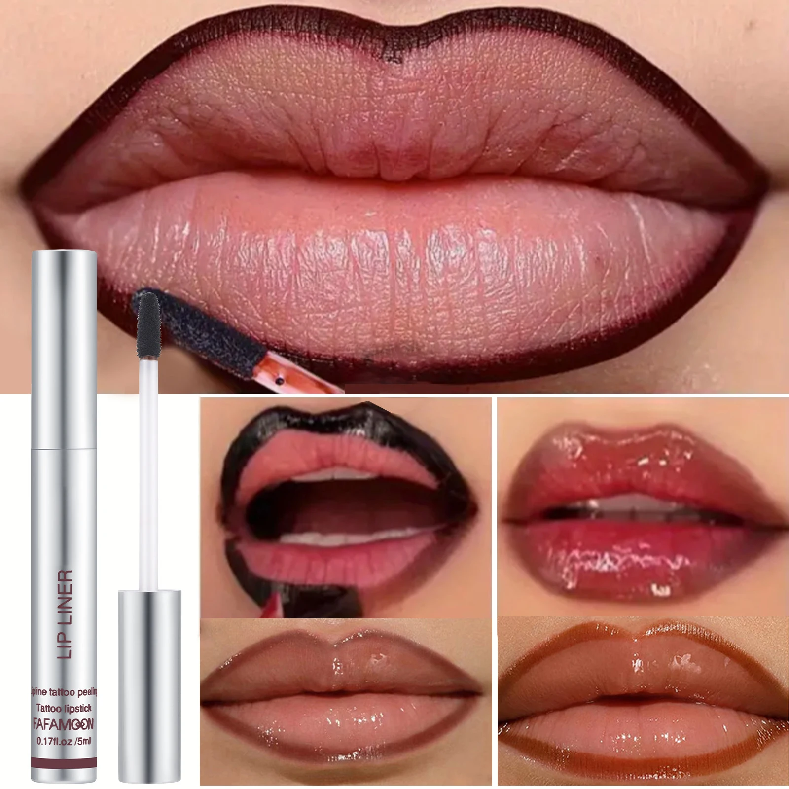 6 Color Waterproof Lip Liner Peel Off Tattoo Lip Gloss Lasting Matte Lip Tint Black Brown Contour Tear-off Makeup Stain Cosmetic