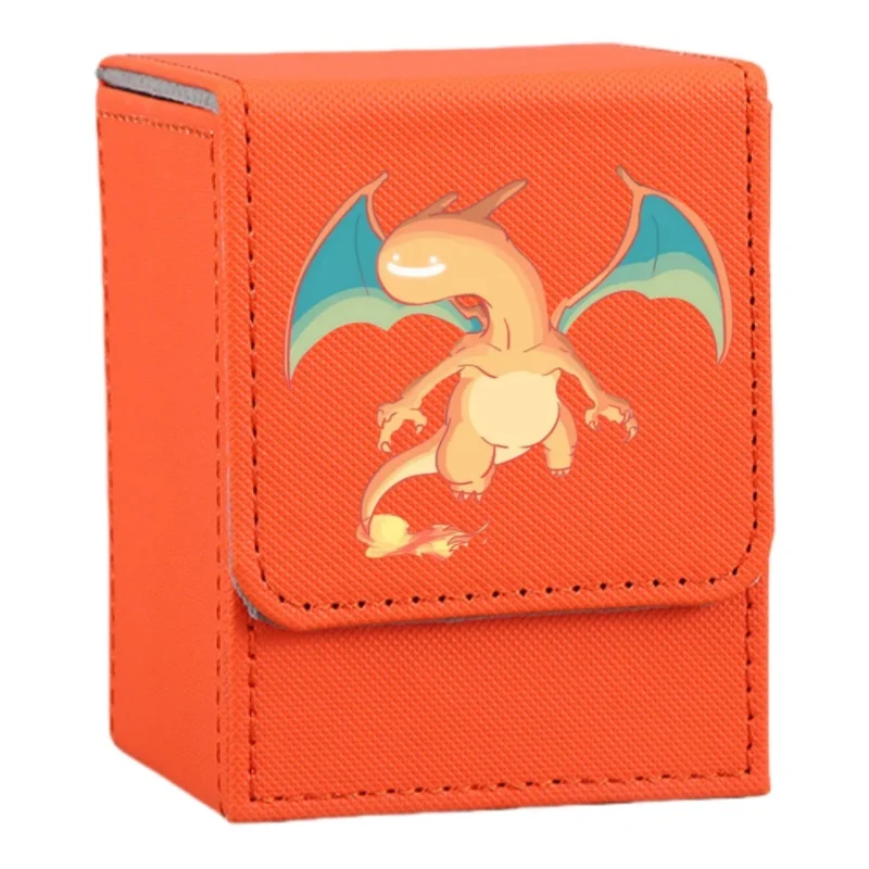 Anime charizard caso de cartão charmander bulbasaur hvysaur squirtle ptcg diy figuras de brinquedo ação couro jogo coleção caixa armazenamento