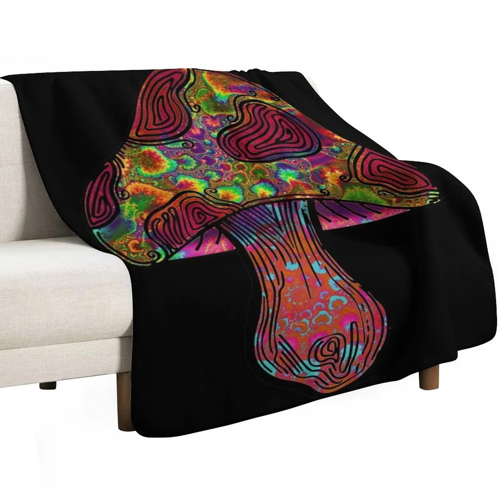 Fractal Shroom 2050 Throw Blanket Decorative Throw Picnic heavy to sleep Retros Thins Flannel Blankets