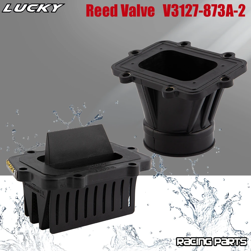 Motocicleta Reed Valve com adaptador de borracha, Inlet Intake Pipe, fibra de carbono, V3127-873A-2, 600 E-TEC, HO SDI