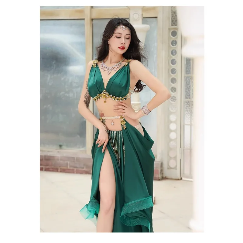 

Adult Belly Dance Diamond studded Tassel Retro Performance Dress 2024 Women's New Large Skirt Performance Costume